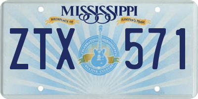 MS license plate ZTX571