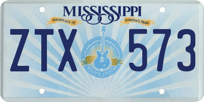 MS license plate ZTX573