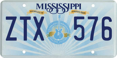 MS license plate ZTX576