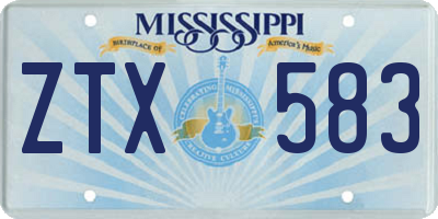 MS license plate ZTX583