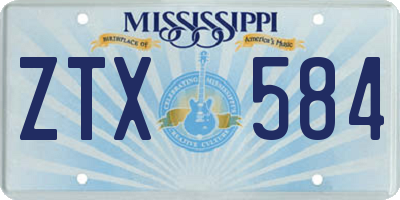 MS license plate ZTX584