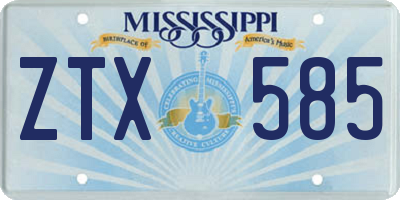 MS license plate ZTX585