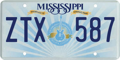 MS license plate ZTX587