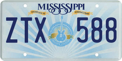 MS license plate ZTX588
