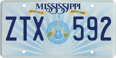 MS license plate ZTX592