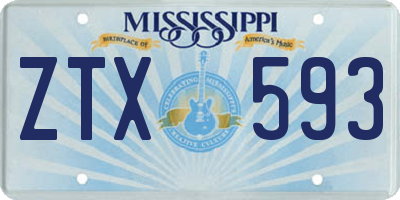MS license plate ZTX593