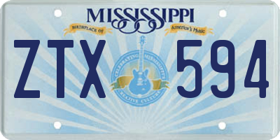 MS license plate ZTX594