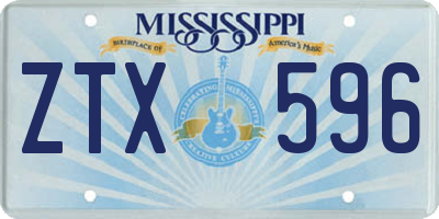 MS license plate ZTX596