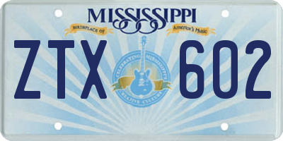 MS license plate ZTX602