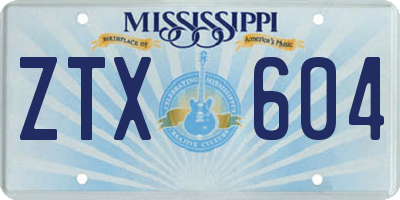 MS license plate ZTX604