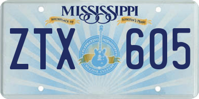 MS license plate ZTX605