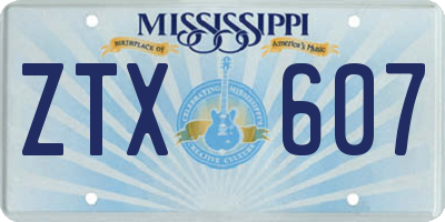 MS license plate ZTX607