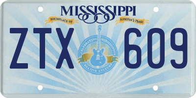 MS license plate ZTX609