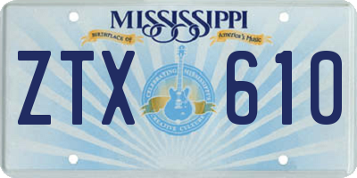 MS license plate ZTX610