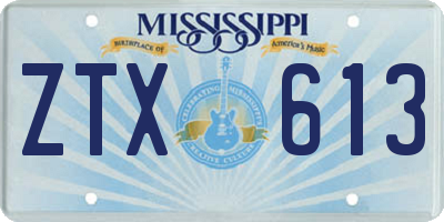MS license plate ZTX613