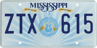 MS license plate ZTX615