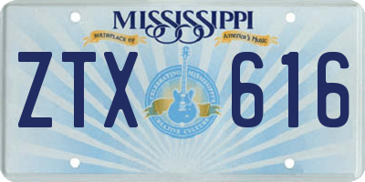 MS license plate ZTX616