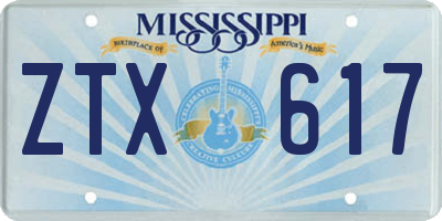 MS license plate ZTX617