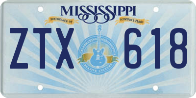 MS license plate ZTX618