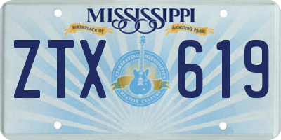 MS license plate ZTX619