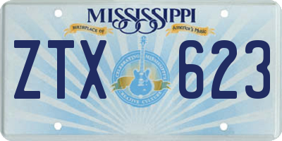 MS license plate ZTX623