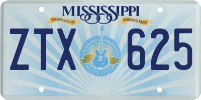 MS license plate ZTX625