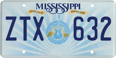 MS license plate ZTX632