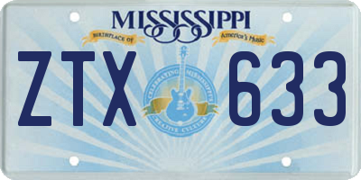 MS license plate ZTX633