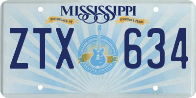 MS license plate ZTX634