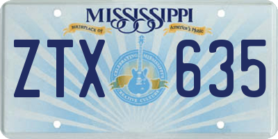 MS license plate ZTX635