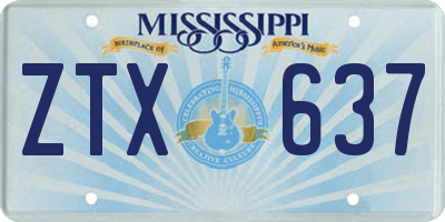 MS license plate ZTX637