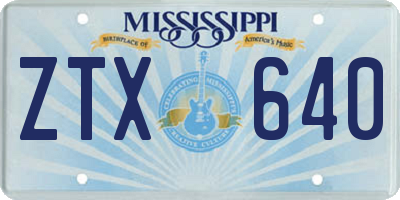 MS license plate ZTX640
