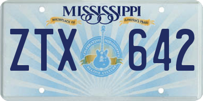 MS license plate ZTX642