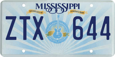 MS license plate ZTX644
