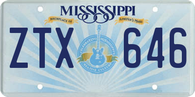 MS license plate ZTX646