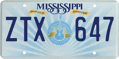 MS license plate ZTX647