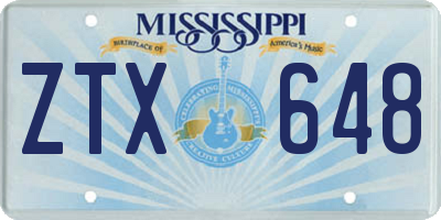 MS license plate ZTX648
