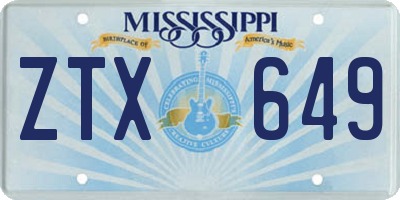 MS license plate ZTX649