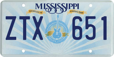 MS license plate ZTX651
