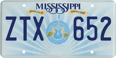 MS license plate ZTX652
