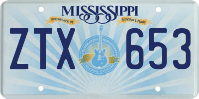 MS license plate ZTX653