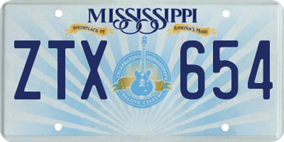 MS license plate ZTX654