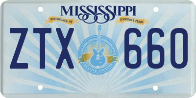 MS license plate ZTX660