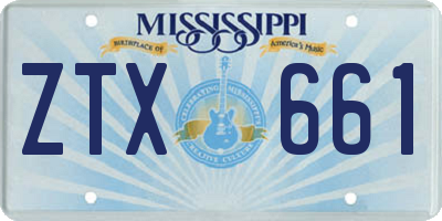 MS license plate ZTX661