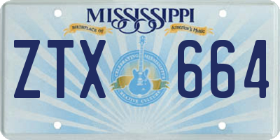 MS license plate ZTX664