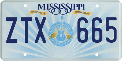 MS license plate ZTX665