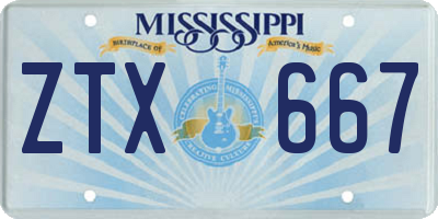 MS license plate ZTX667
