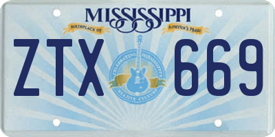 MS license plate ZTX669