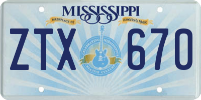 MS license plate ZTX670