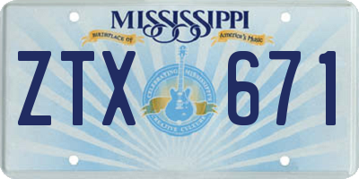 MS license plate ZTX671